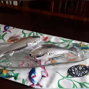 Vintage Kosta Boda glass fish serving platter